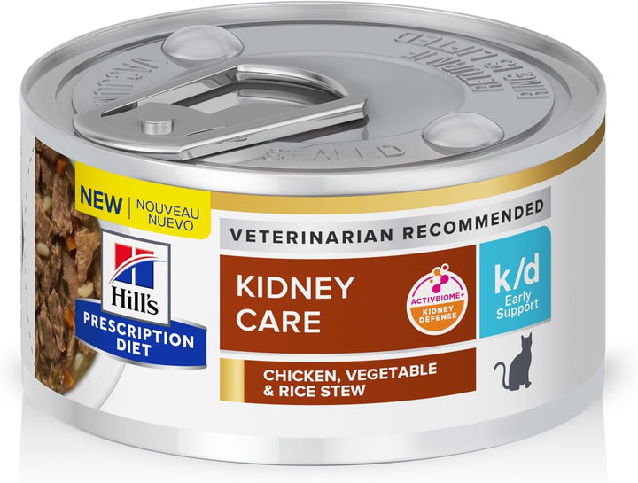 K/D Kidney Care Chicken & Vegetable Stew Wet Cat Food, Veterinary Diet, 2.9 Oz. Cans, 24-Pack