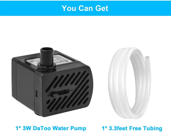 50GPH 3W Small Submersible Water Pump Mini Fountain Pump Ultra Quiet for Aquarium Fish Tank Pond Statuary Hydroponics