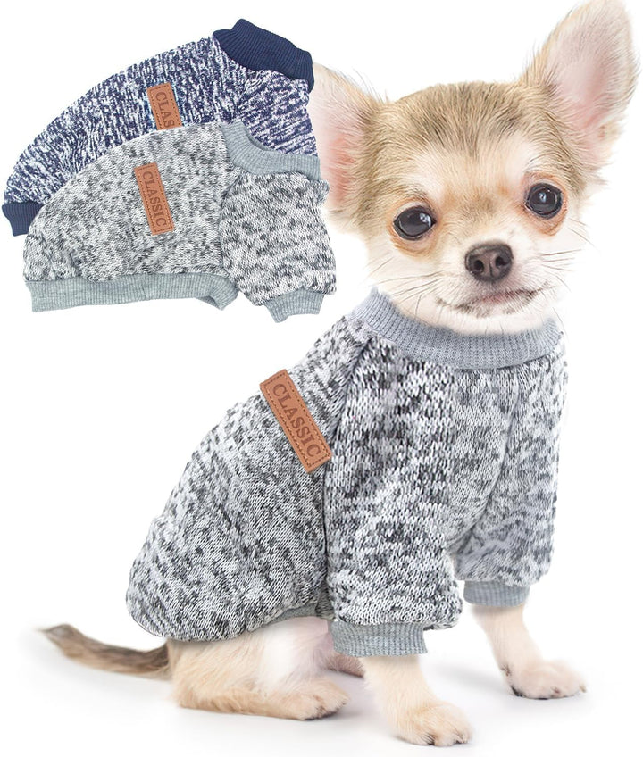 2 Pieces Dog Sweaters for Small Dogs Fall Winter Dog Clothes Female Fleece Puppy Sweater Warm Thick Outfit Pet Small Dog Sweater for Boy Girl Dogs,Xxs