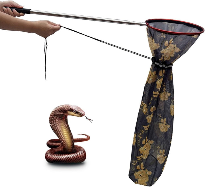 Snake Catcher Net, Rattlesnake Grabber Handling Tool Large Reptile Closure Net, Snake Traps Telescopic Pole Stick, Rattle Snake Moving and Catching Picker with a Handle Extendable from 26'' to 45‘’