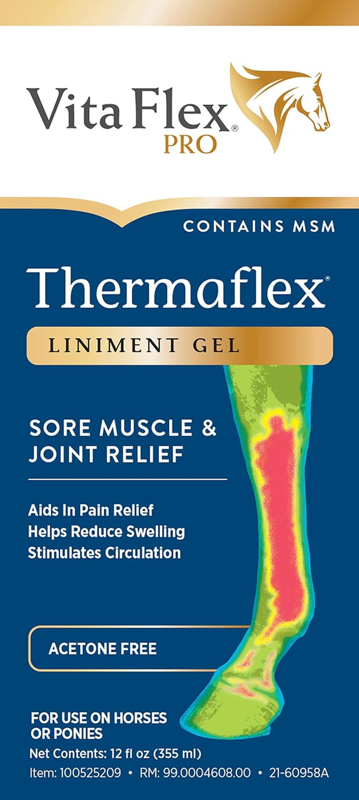 Thermaflex Liniment Gel for Sore Muscles and Joint Relief in Horses 12 Fluid Ounces