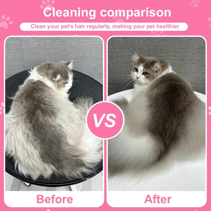 2PCS Flea Comb for Cats and Dogs with Pet Hair Remover Glove, Self Cleaning Pet Flea Cat Grooming Brush with Release Button for Massaging and Cleaning Shedding Pets Hairs