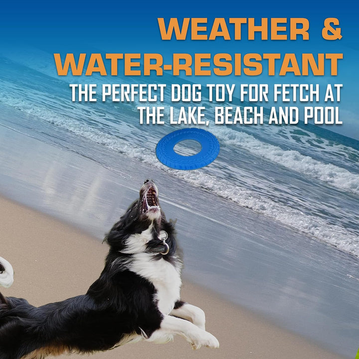 Tire Flyer Outdoor Dog Toy, 10 Inch Flying Disc Dog Fetch Toy, Rubber Dog Toy for Medium Dogs and Large Dogs, Blue