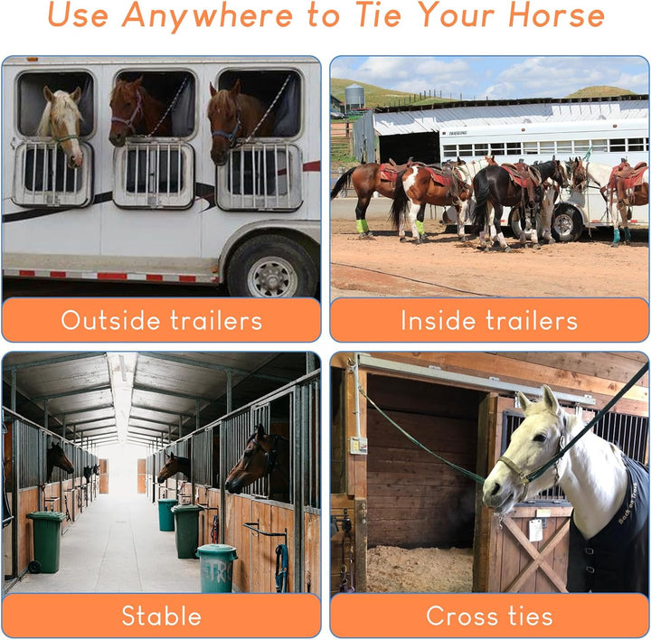 Horse Tie Ring, Upgraded 4 Sets Horse Tack and Supplies, 304 Stainless Steel Safe Horse Accessories Training Equipment with Eye Bolt and Snaps Saddle