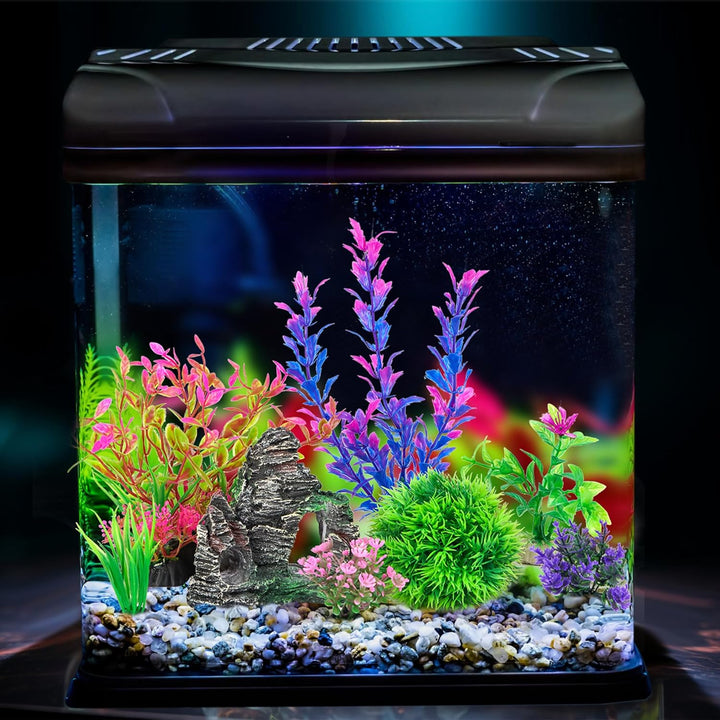 Aquarium Artificial Plastic Plants Decorations and Rock Cave Decor Set Goldfish Betta Fish Tank Accessories Small Large Fish Bowl Ornaments