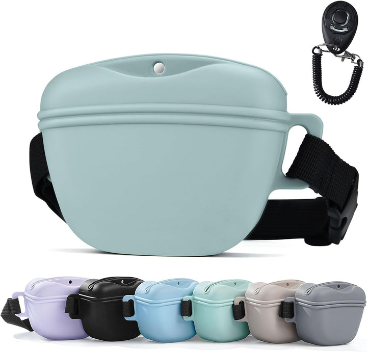 Pet Training Snack Pouch with Clicker 2.0 Upgraded Magnetic Closure, 1.66 Cup Silicone Belt for Dog Treats，Perfect for Exercising and Walking