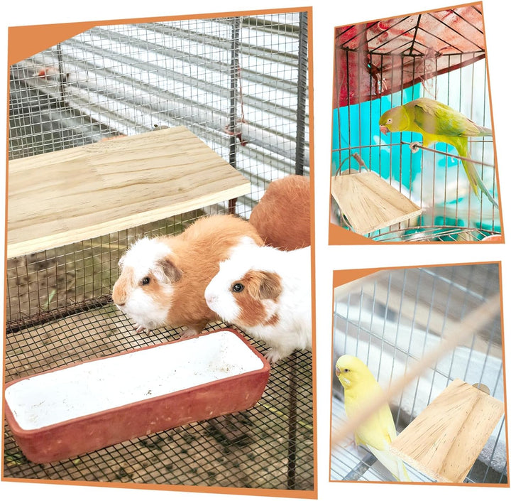4-Size Bird Platforms with Wood Perches and Stand Boards - Habitat Cage Corner Shelves with Stainless Steel Washers - Ideal for Parrots, Cockatiels & Small Pets like Hamsters, Gerbils & Chi