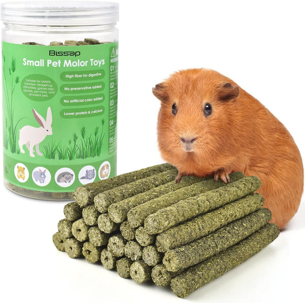 Timothy Hay Sticks for Rabbits 38PCS, Natural Timothy Grass Molar Teeth Stick Chew Toys for Bunnies Chinchillas Guinea Pigs Hamsters and Other Small Animals Treats