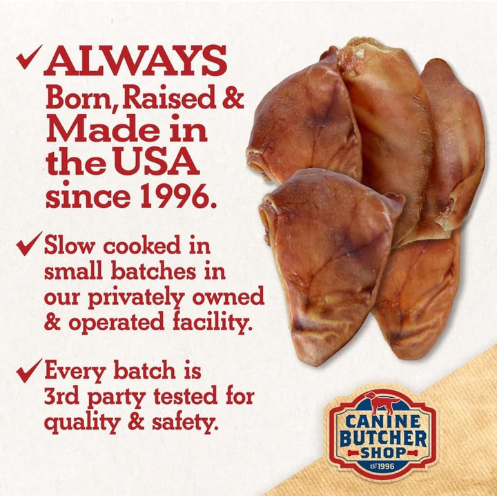 Pig Ears for Dogs, Always USA Made (30-Pack), All Natural, Sourced in USA Pig Ears, Digestible Pork Dog Chew Treat