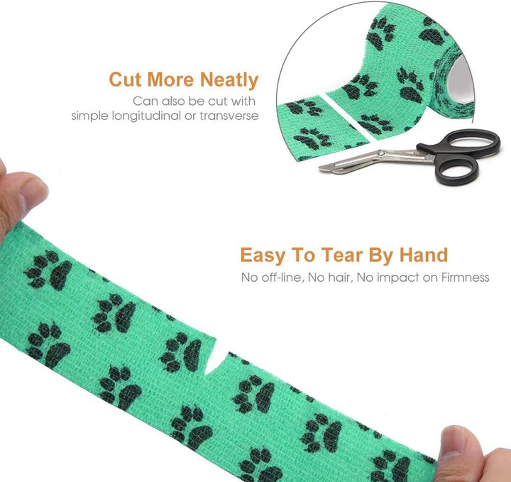 Vet Wrap Cohesive Bandages Bulk Self Adhesive Bandage Wrap Self Adherent Wrap Non-Woven for Dogs Pet Animals & Ankle Sprains & Swelling 2 Inch X 5 Yards (2 Inch Claw)