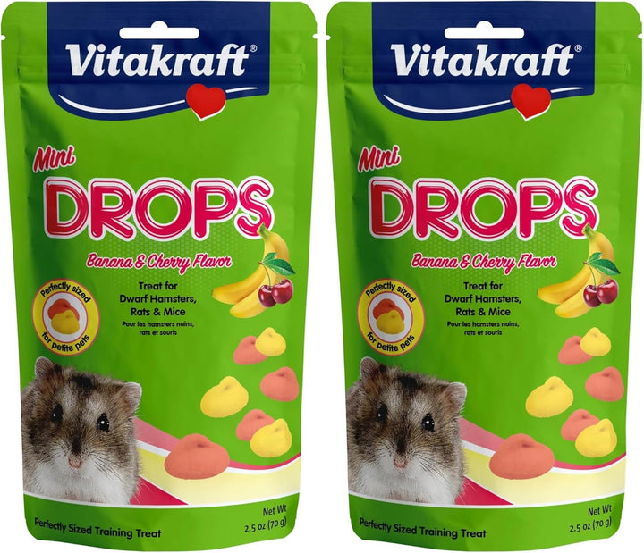 Drops Mini Banana & Cherry Flavor Dwarf Hamster, Rat, and Mouse Treat, 2.5 Oz, Multi
