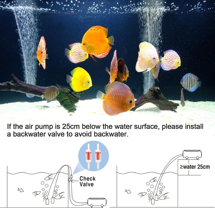 Aquarium Air Pump,3.5W 5W Dual Outlet Oxygen Pump with 2 Air Stone,Adjustable Air Valve Quiet Bubbler Pump,Up to 160 Gallon Fish Tank (3.5W)