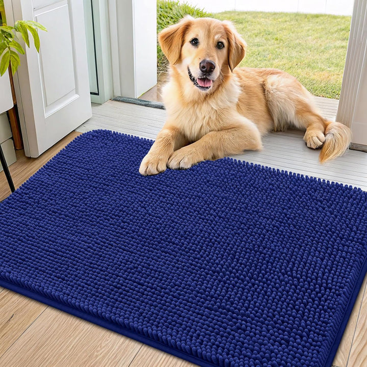Dog Door Mat for Muddy Paws 30X20, Absorbs Moisture and Dirt Doormat, Non-Slip Washable Quick Dry Chenille Front Door Mat Indoor Entrance, Entryway Carpet for inside Floor, Grey