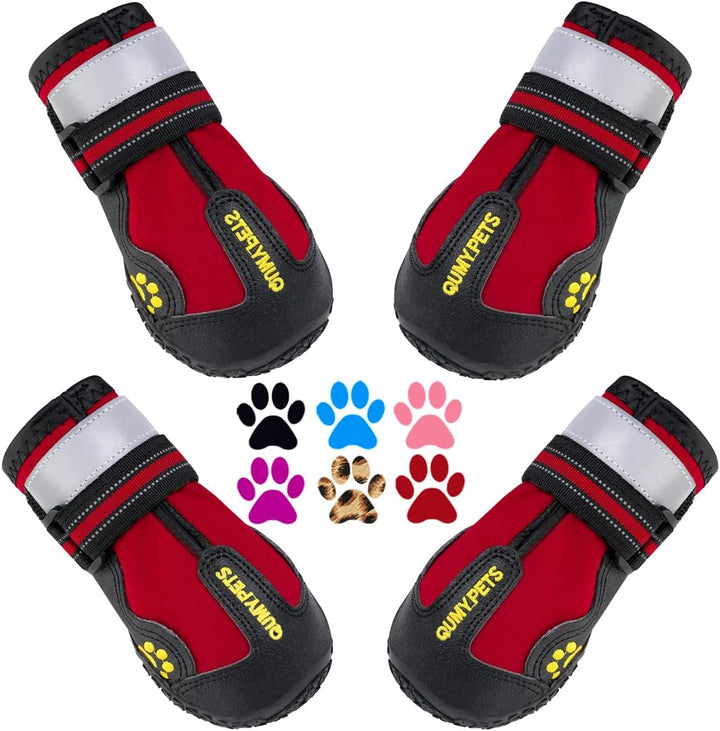 Dog Shoes for Large Dogs, Medium Dog Boots & Paw Protectors for Winter Snowy Day, Summer Hot Pavement, Water-Resistant in Rainy Weather, Outdoor Walking, Indoor Hardfloors Skid-Resistant Sole