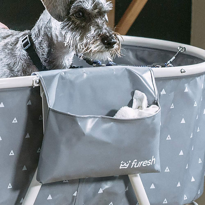 Little Dipper Dog Bath Tub and Wash Station for Bathing Shower and Grooming, Elevated Foldable and Portable, Indoor and Outdoor, for Small and Medium Size Dogs, Cats and Other Pet (Gray)