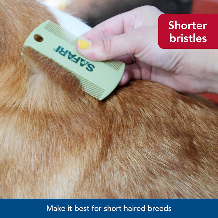 Pet Safari Double-Sided Grooming Comb - One Size Short Hair Dog Grooming Kit for Flea Prevention and Detection