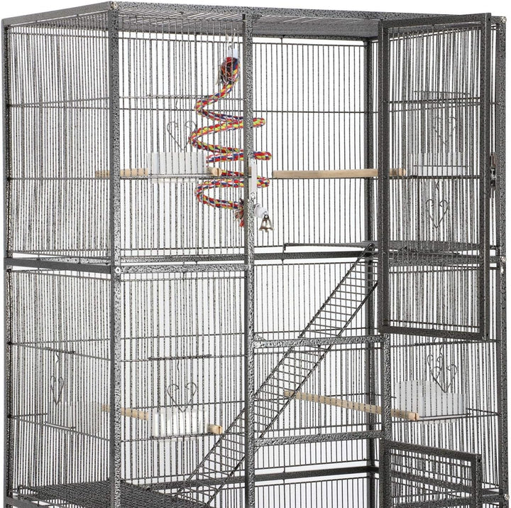 69-Inch Extra Large Bird Cage Metal Parrot Cage for Mid-Sized Parrots Cockatiels Conures Parakeets Lovebirds Budgie Finch, Black