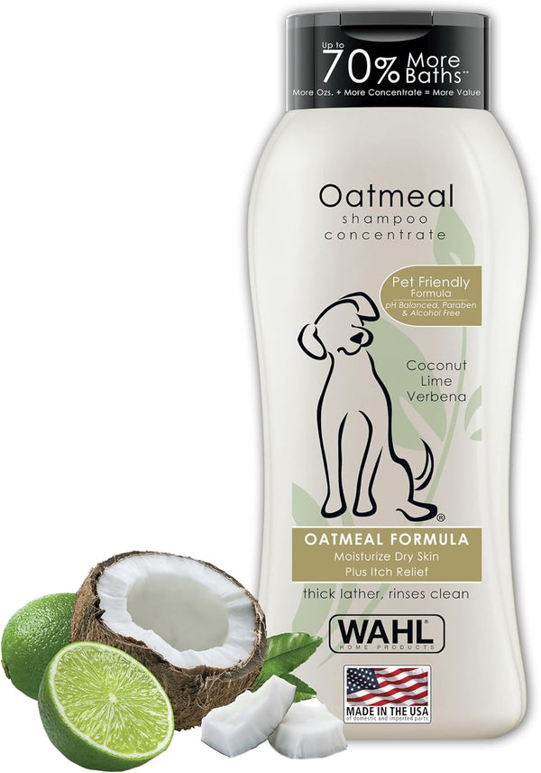 USA Dry Skin & Itch Relief Pet Shampoo for Dogs – Oatmeal Formula with Coconut Lime Verbena Scent & Pet Friendly Formula, 24 Oz - Model 820004A