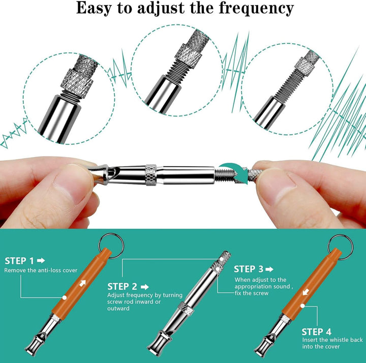 2 Pack Dog Whistle, Dog Whistle to Stop Barking Neighbors Dog, Adjustable Ultrasonic Silent Dog Whistle, Professional Recall Dog Training Whistles, with Lanyard (Blue&Orange)