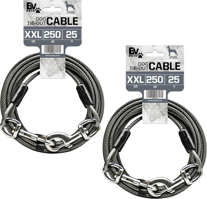 Dog Tie Out Cable 30 Feet - Heavy Duty Dog Lead up to 125 Pounds - Reflective & Rust-Free with Quick Release Swivel Clips & 360° Rotating Clasp - Tangle-Free Dogs Runner for Yard (Red, Single)