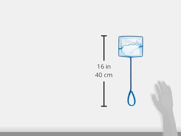 4-Inch Blue Fine Nylon Net with 10-Inch Handle, Aquarium Maintenance Tool, Blue, 11274