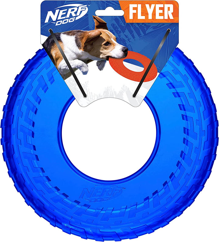 Tire Flyer Outdoor Dog Toy, 10 Inch Flying Disc Dog Fetch Toy, Rubber Dog Toy for Medium Dogs and Large Dogs, Blue