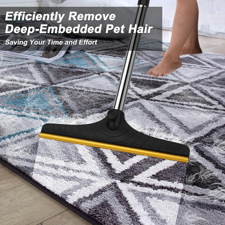 Carpet Rake for Pet Hair Removal, Reusable Pet Hair Remover with 60” Adjustable Long Handle, Carpet Scraper Dog Cat Hair Remover Tool for Rugs, Mats