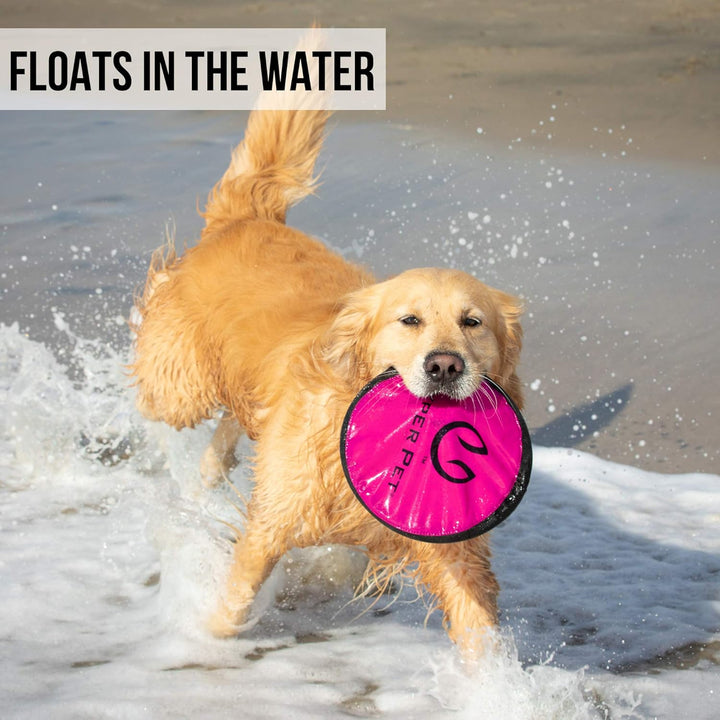 Flippy Flopper 9" Flying Disc Soft Dog Toy, Floats in Water & Safe on Teeth, for All Breeds, Pack of 2 (Colors May Vary)