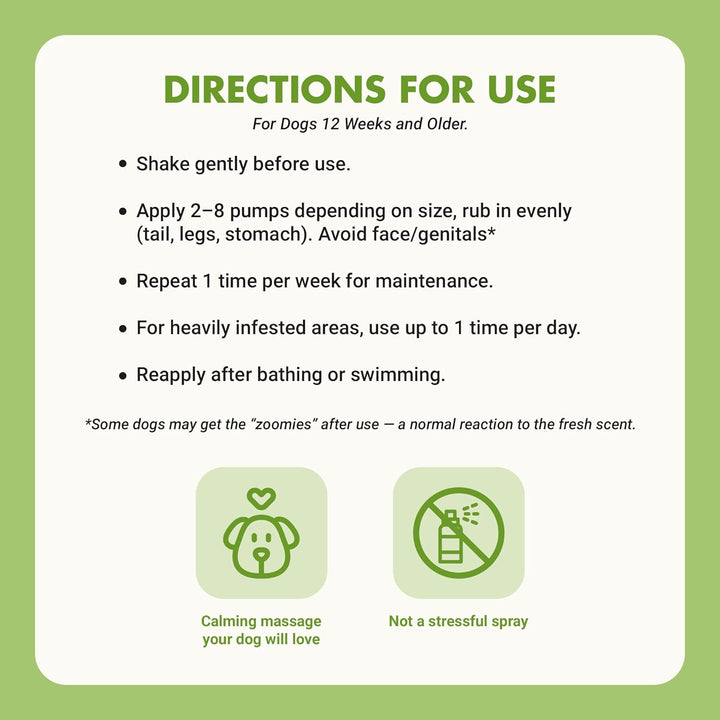 Natural Flea and Tick Topical Treatment, Repels Fleas Ticks and Mosquitoes, Quick-Dry No Residue, All Food-Grade Ingredients, 8 Oz