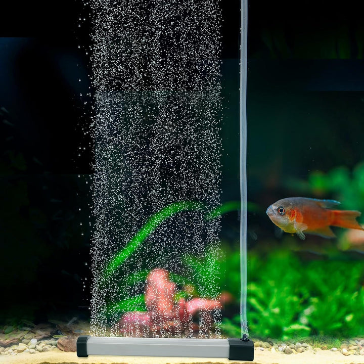 Aquarium Bubble Strip, Nano Air Bubble Curtain Wall Aquarium Air Stone Kit, Quiet High Dissolved Oxygen Diffuser Fish Tank Bubbler Decorations for Freshwater Saltwater (13.8 Inch)