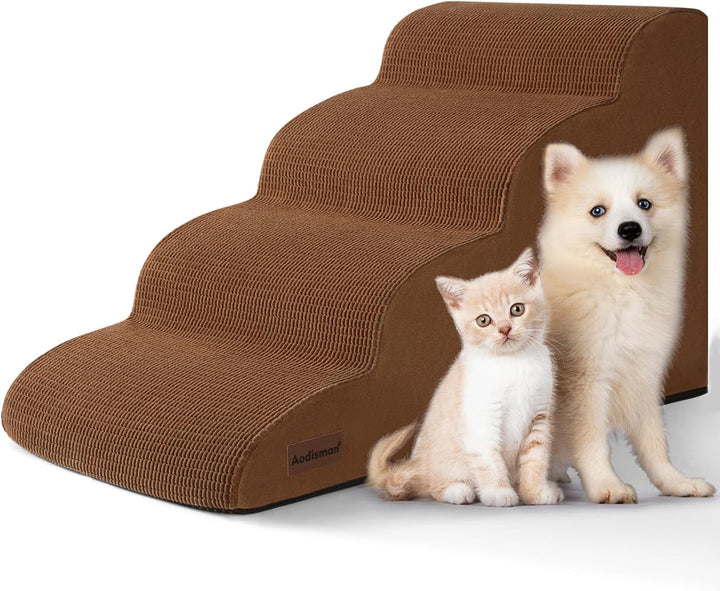 3-Step Dog Ramp and Stairs for Sofa and Chair - Non-Slip Sturdy Pet Steps for Small Dogs and Cats,15.7" H,Grey