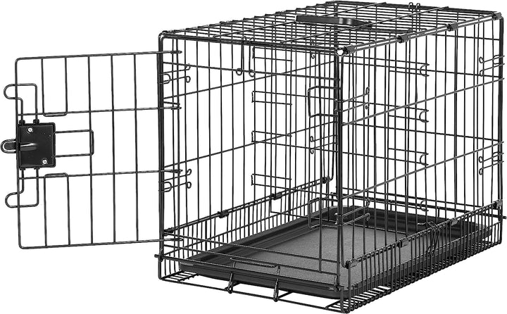 Durable, Foldable Metal Wire Dog Crate with Tray, Double Door, 36 X 23 X 25 In, Black