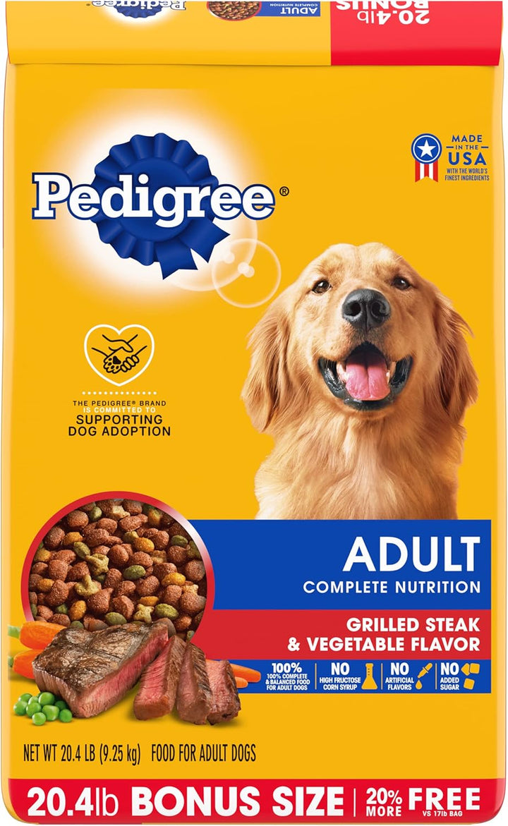 Complete Nutrition Adult Dry Dog Food, Grilled Steak & Vegetable Flavor, 18 Lb. Bag