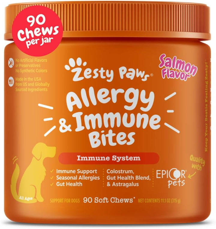 Dog Allergy Relief- Dog Itching Skin Relief- Dog Probiotics for Itchy Skin and Itchy Ears- Dog Allergy Paw Relief- Dog Allergy Chews- Dog Itch Relief - Dog Skin Allergy Relief - Lamb - 90Ct