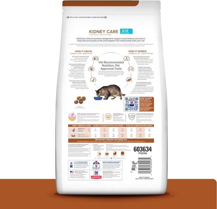 K/D Early Support Kidney Care Chicken Flavor Dry Cat Food, Veterinary Diet, 4 Lb. Bag