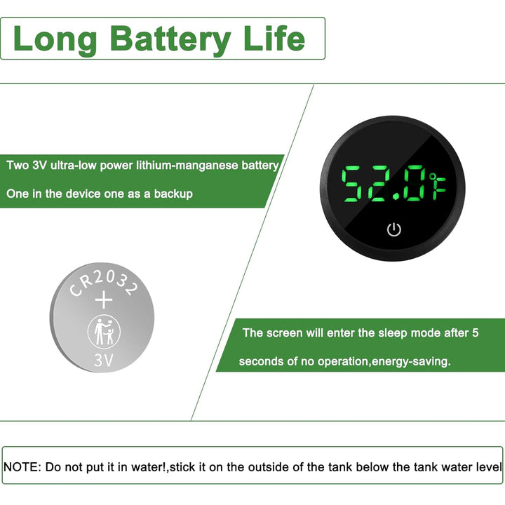 Aquarium Thermometer Digital Fish Tank Thermometer Led Display Fish Tank Temperature Gauge Accurate Thermometer to ±1℉ for Betta Axolotl Turtle Tank (With Spare Battery)