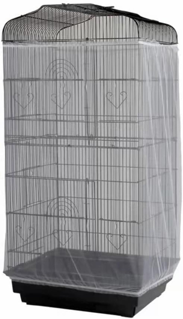 Adjustable Birdcage Seed Catcher Feather Catcher Bird Cage Cover Net Airy Soft Skirt Guard Birdcage Nylon Mesh Netting for Parrot Macaw Parakeet round Square Cage (118 X 32 Inch, Black)