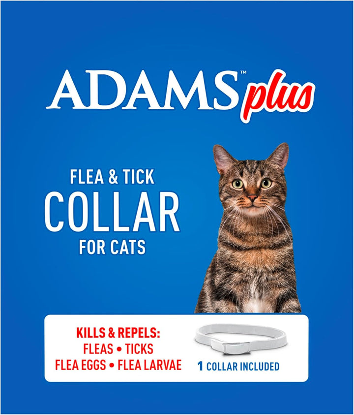 plus Flea & Tick Collar for Cats, Breakaway Collar, 1 White Collar, 7-Month Protection, Kills & Repels Fleas, Flea Eggs, Flea Larvae and Kills Ticks, Tick Nymphs, and Tick Larvae