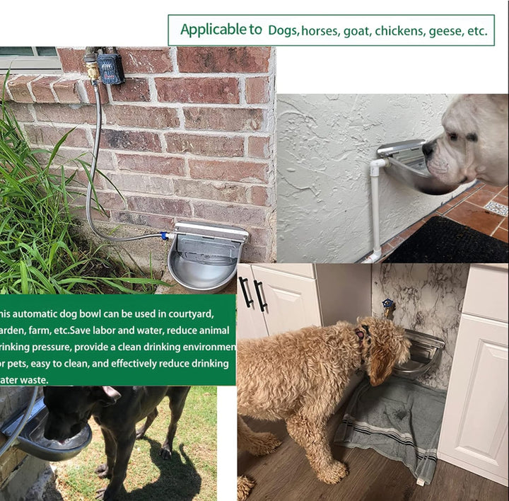304 Stainless Steel Automatic Livestock Waterer with Float Valve and 39 Inch Water Hose(One End 3/4''), Automatic Animal Water Bowl for Dogs,Horse,Calf,Chicken,Goat, Livestock Horse Waterer Dispenser
