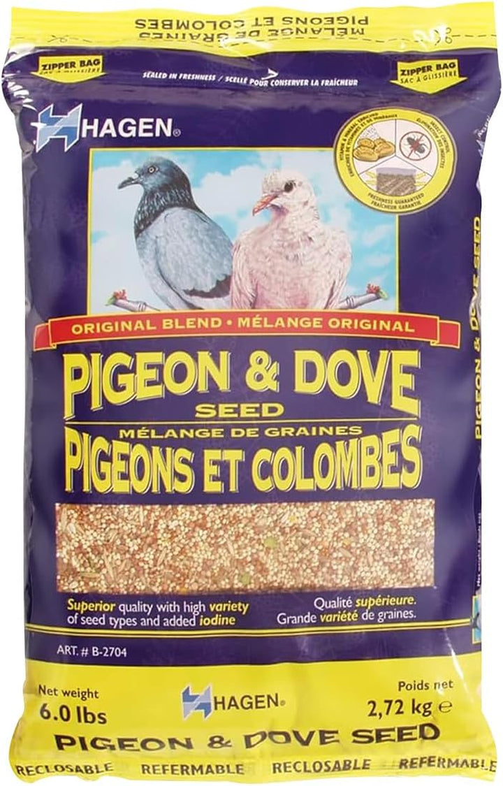Pigeon & Dove Seed, Original Formula Bird Food, 6 Lb Bag – Nutritionally Complete Seed Mix with Vitamins & Minerals – Wild & Captive Bird Diet – Insect-Resistant Air-Tight Packaging