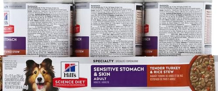 Sensitive Stomach & Skin, Adult 1-6, Stomach & Skin Sensitivity Support, Wet Dog Food, Turkey & Rice Stew, 12.5 Oz Can, Case of 12