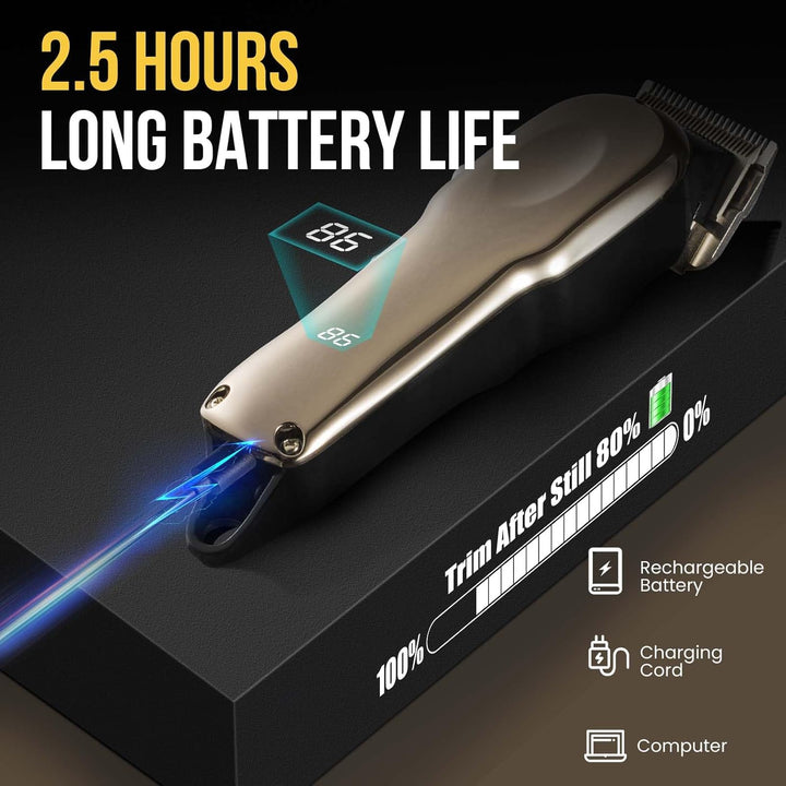 Horse Clippers Cordless Quiet, Professional Livestock Clippers with 4 Guide Guards, Electric Rechargeable Cordless Grooming Clippers for Horse, Cats and Dogs