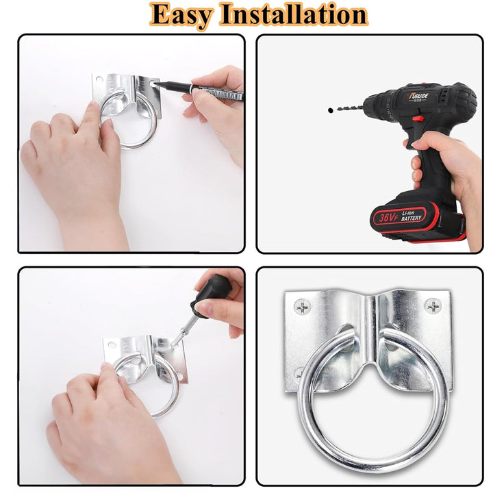 16 Pack Cross Tie Ring for Horse, Block Tie Ring with Screws, Wall Mount Horse Tie Ring, Stainless Steel Hitching Ring Tie down Hooks Horse Barn Supplies for Livestock Stable Stall Racetrack