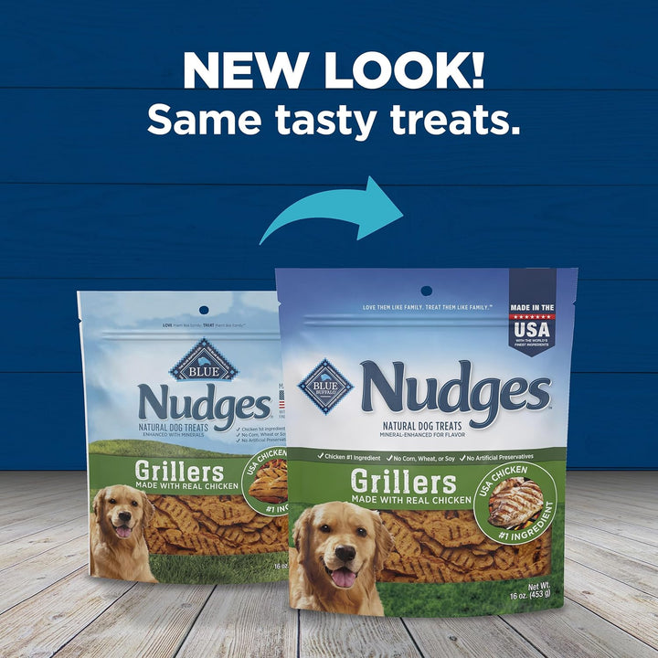 Nudges Grillers Natural Dog Treats, Made in the USA with Real Chicken, 16-Oz Bag
