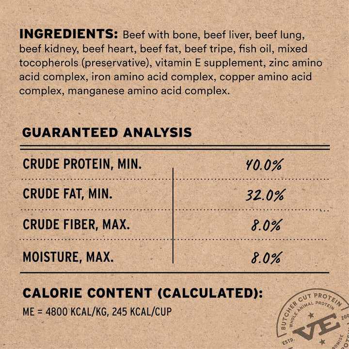 Freeze-Dried Raw Beef Meal or Mixer Dog Food Crunchy Mini Nibs, 25 Oz