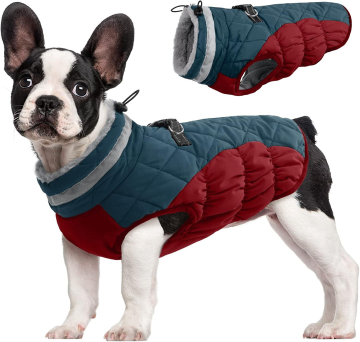 Dog Coat for Small Dogs,Waterproof Dog Winter Jacket with Harness Built in Puppy Cold Weather Coats Reflective Pet Vest with Zipper Warm Fleece Dogs Snowsuit Windproof Pink S