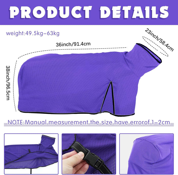 2 Pcs Sheep Blanket Mesh Medium Goat Blanket with Mesh Butt and Adjustable Belly Strap Fits Lambs 110-140 Lbs for Show Lambs, Offers Effective Protection from Fly Bites (Blue, Purple)