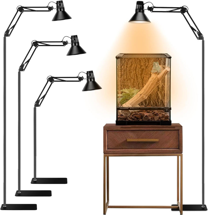 Reptile Lamp Stand Reptile Light Stand (15.7Inch to 74.3Inch) with 360° Adjustable Swing Arm, Heat Lamp Holder for Bearded Dragon Turtles Snake and Chicks