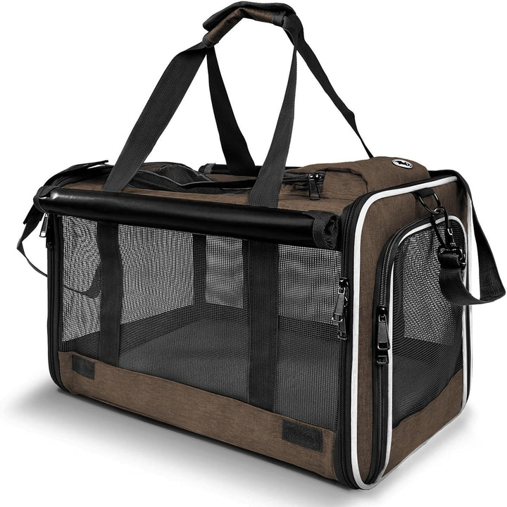 Carrying Bag for Yorkie Dog Travel Kennel Ventilated Softside Pet Carrier Tiny Dog Crate for Teacup Poodle 12Lb Large Kitty Transport Cage with Cover Chihuahua Supply Purple