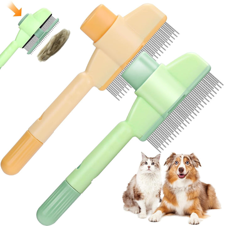 Pet Hair Removal Comb One-Click Self-Cleaning Grooming Brush, De-Shedding Comb for Short & Long Hair, Pet Grooming Supplies for Cats & Dogs